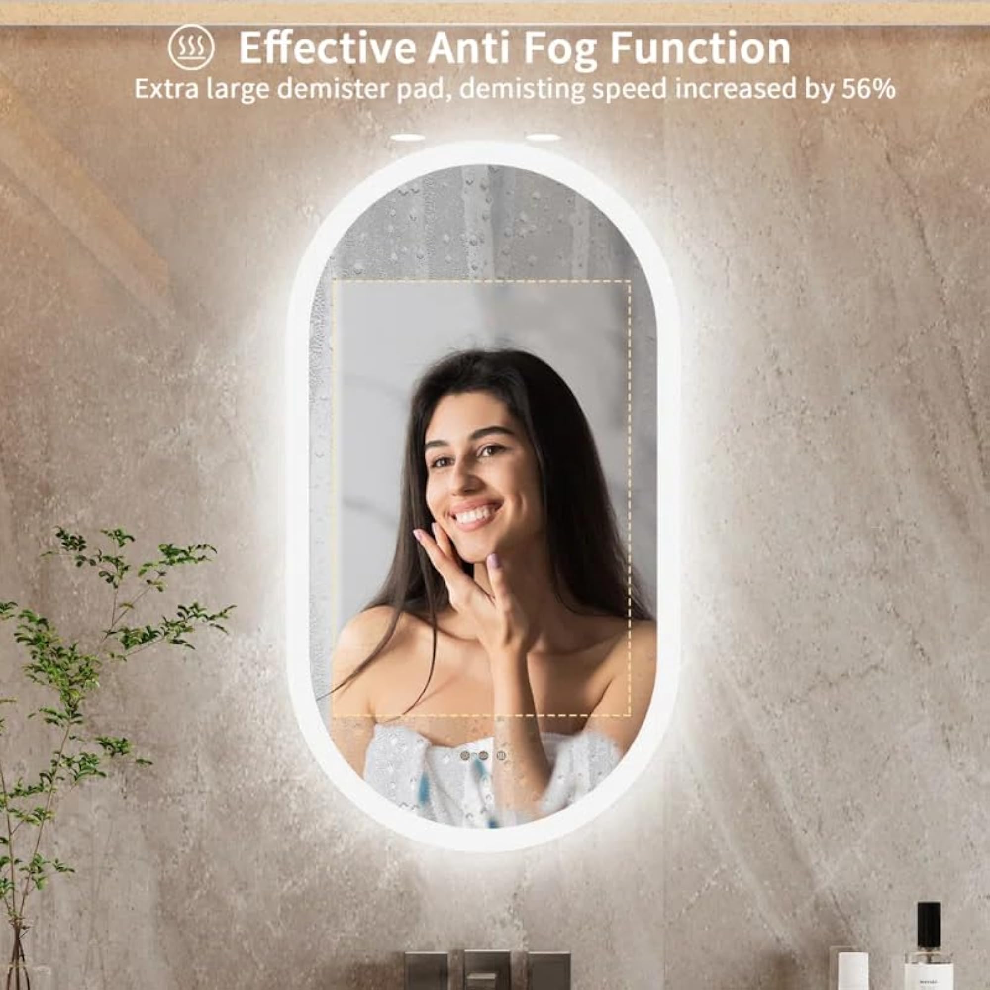 Capsule LED Bathroom Vanity Mirror with Corner Glow Lighting