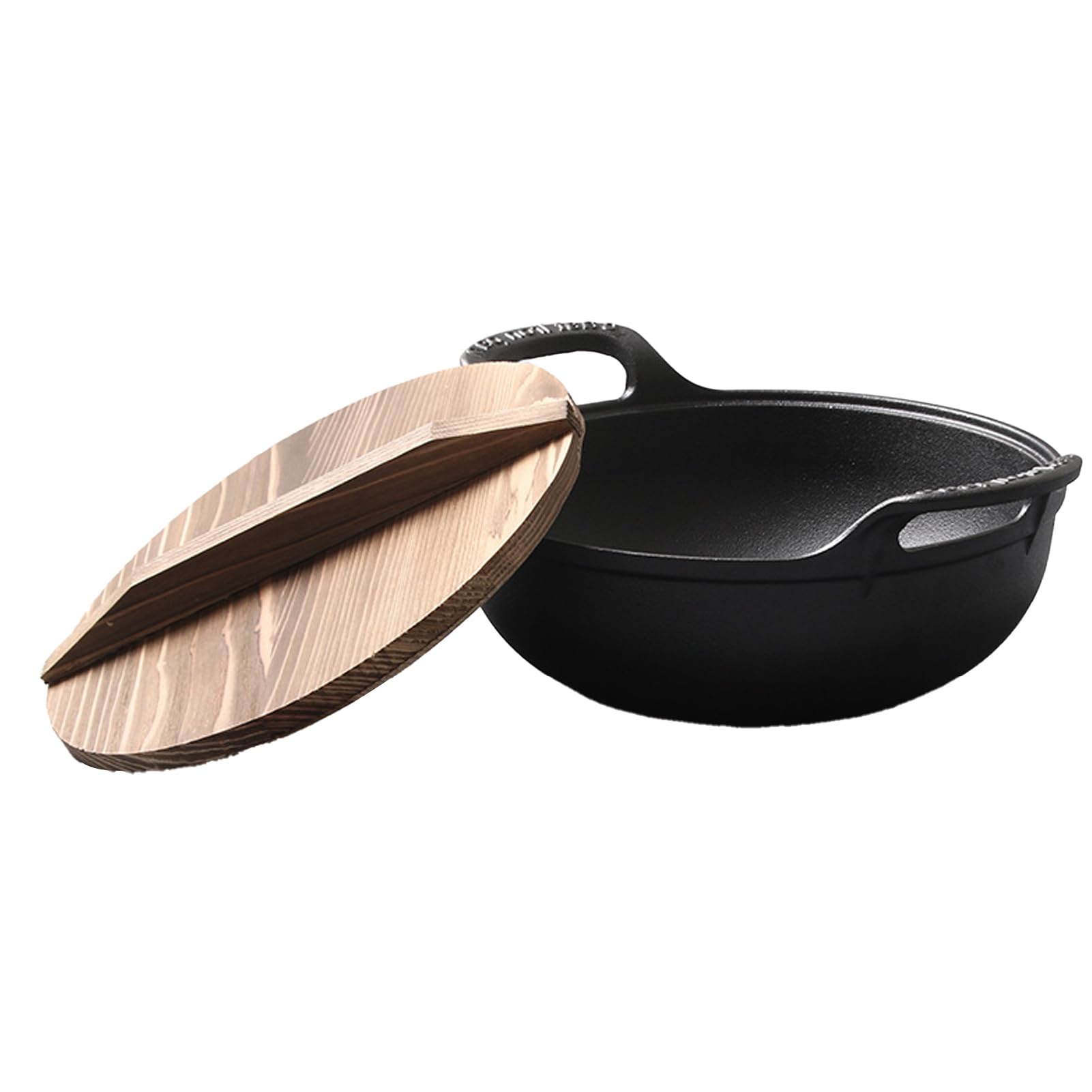 Mingzhe Dual Handle Cast Iron Wok With Lid Anti Stick Design For