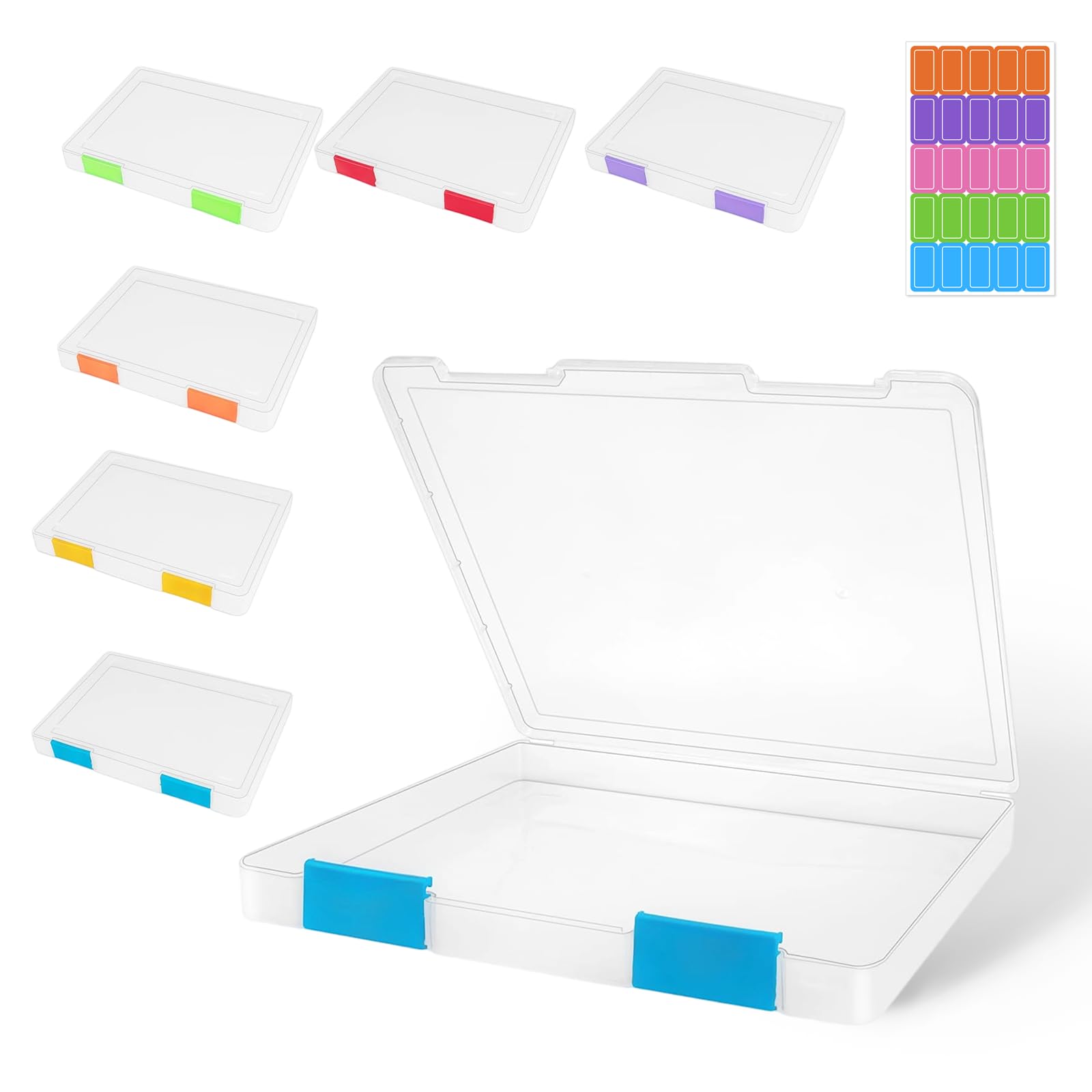 6 Stück A4 Aktenbox, transparente Kunststoff-Aktenaufbewahrungsbox, tragbare Projekttasche mit Schnallen, Kunststoff-Dokumentenbox, Archivboxen, Akten-Organizer für Papier, Karte, Brettspiel, Foto Bürobedarf & Schreibwaren
