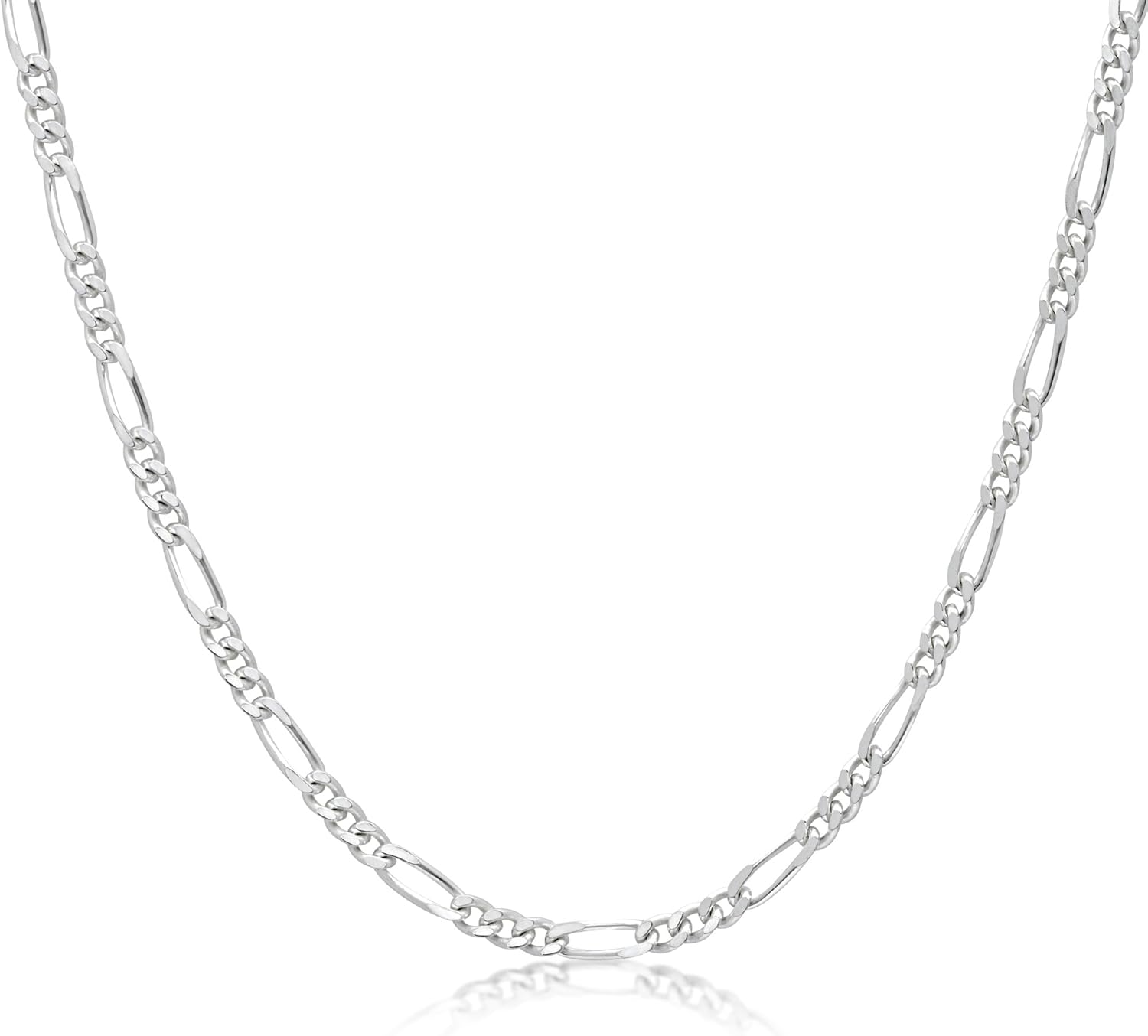 Sterling Silver Figaro Chain Necklace- available in 4mm and 5mm widths and various lenghts