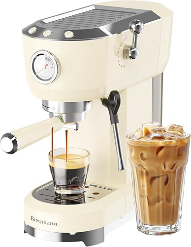 Máquina de café expreso de 20 bares, máquina de café con leche y capuchino con espumador de leche al vapor, calentamiento rápido, cafetera de