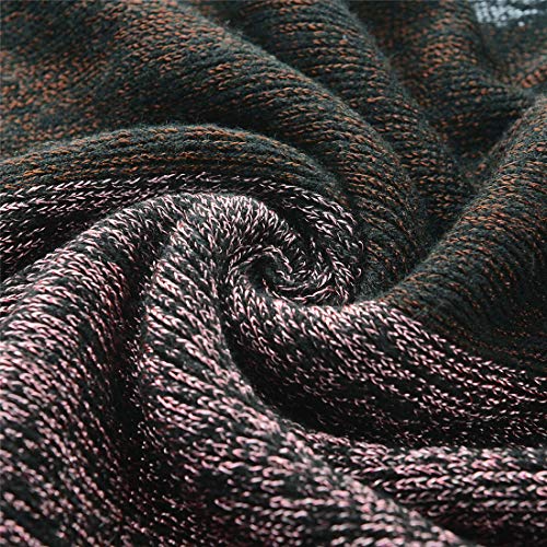 Image of Women's Elegant Knitted Shawl Poncho with Fringed V-Neck Striped Sweater Pullover Cape Gifts for Women Mom