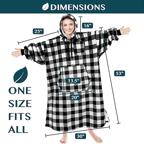 Miniatura 7 de PAVILIA Sudadera de manta portátil para mujeres y hombres, cálida y acogedora sudadera gigante con capucha de franela de forro polar grueso de gran