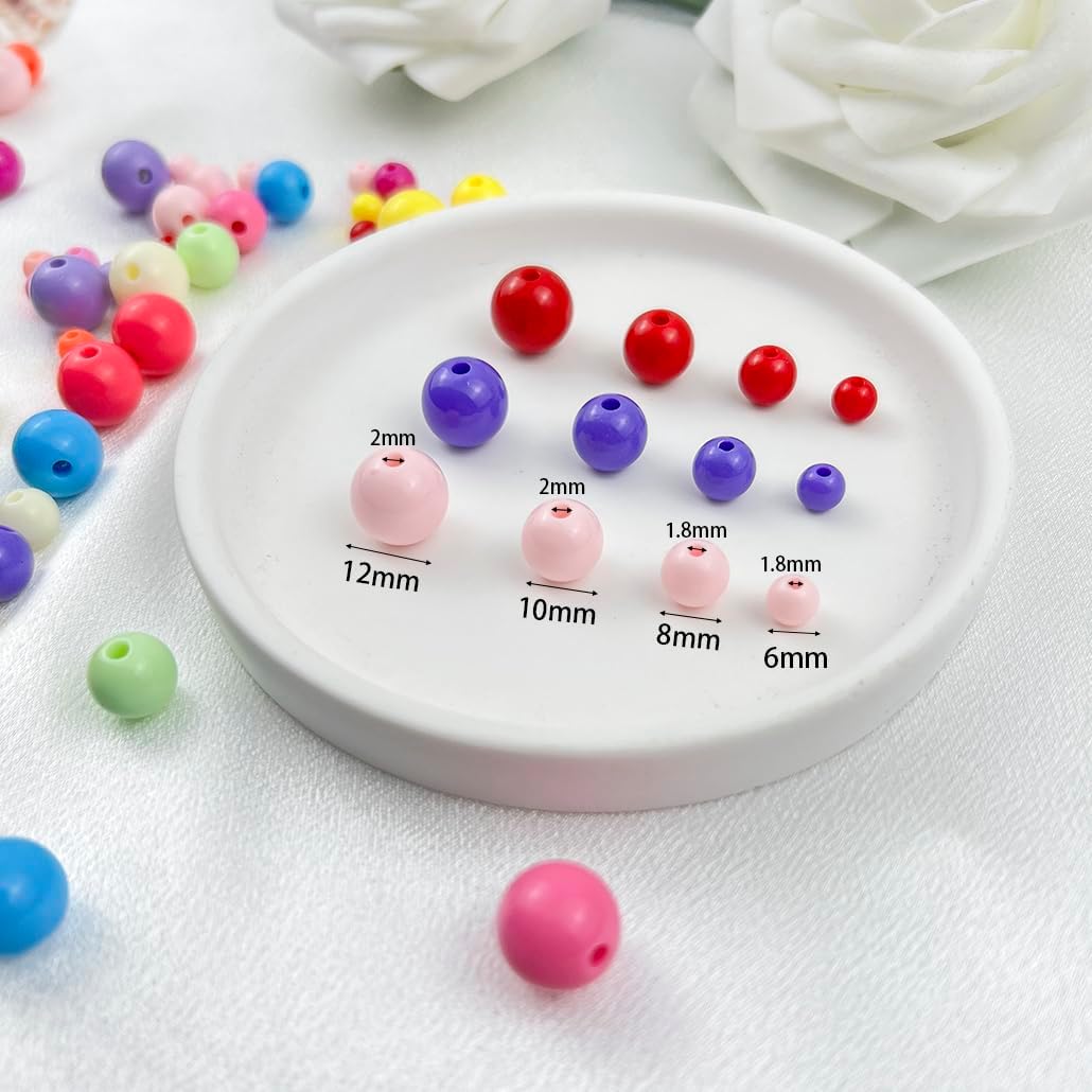 400Pieces 8MM Acrylic Round Beads Round Acrylic Balls Chunky Beads Smooth Spacer Plastic Pastel Beads Craft Beads for Necklace and Bracelet Making Crafting Supplies(191-deep Royal Blue) - Image 4