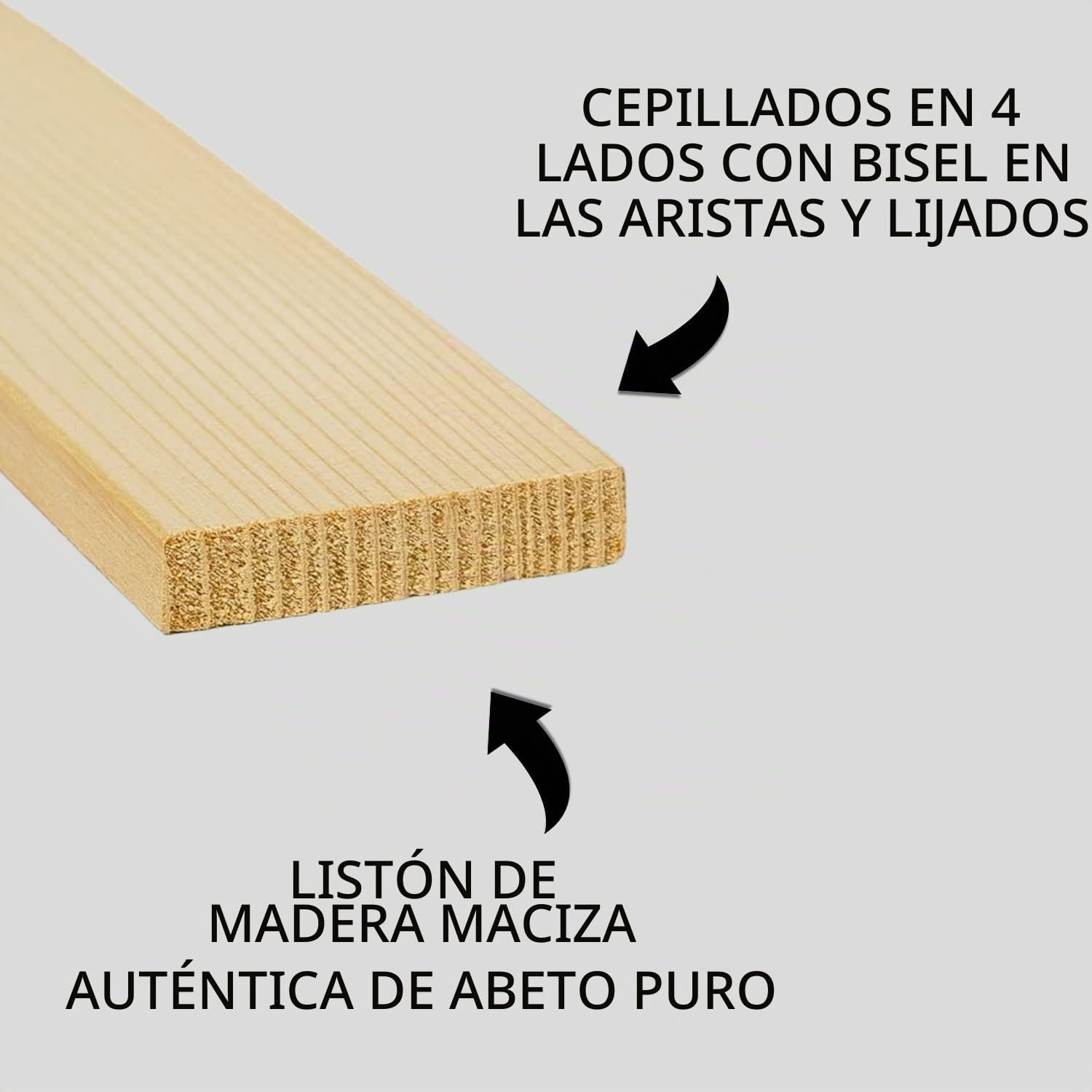 TWE - Listones de madera maciza de abeto x 2 metros en cuatro lados con bisel en las esquinas. Fabricado en Italia. Paquete de 10 unidades (10 x 50 x 2000) mm