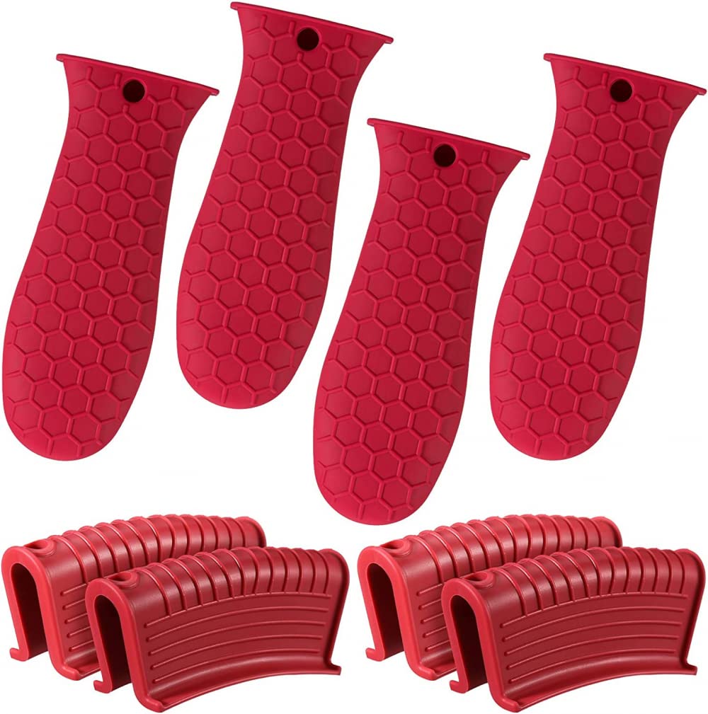 8 Soportes de Silicona para Mango Caliente, Antideslizantes, para sartenes Calientes, Mango de Goma Resistente al Calor, Mango para Utensilios de Cocina para freír sartenes de Hierro Fundido, sa