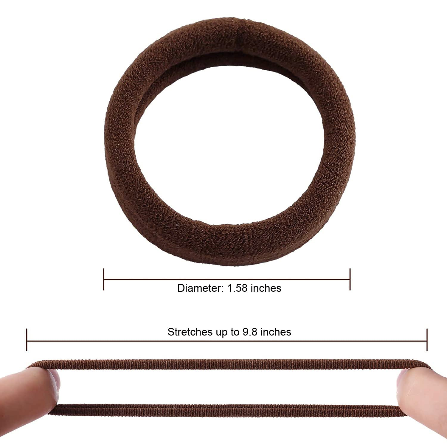 Paquete de 100 lazos elásticos de algodón sin costuras para mujer, soportes para coletas de caballo, accesorios elásticos para el cabello, sin arrugas, sin daños para cabello grueso (marrón oscuro)