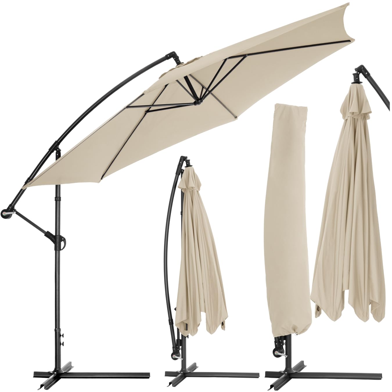 TecTake® Sombrilla, Protección UV, Inclinación Ajustable, Parasol Jardin, Sombrilla Terraza Exterior, Funda Protectora, Ventilación Superior - 3,5m