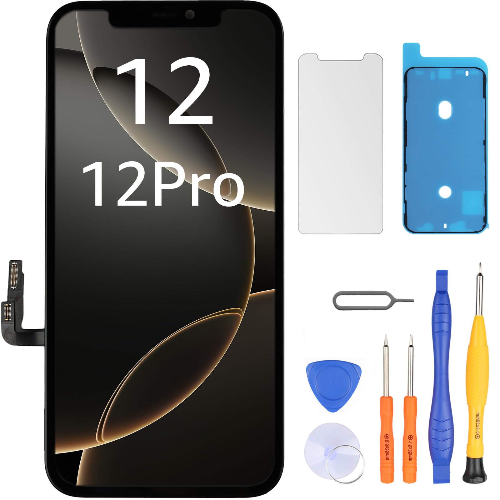 LL TRADER Schermo per iPhone 12/iPhone 12 Pro LCD 6.1" Schermo di Ricambio FHD Touch Screen 3D Touch Digitizer Telaio Montaggio e Kit di Riparazione 20253