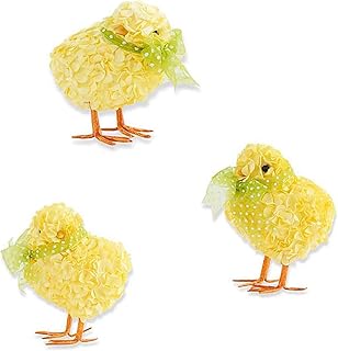 K&K Interiors 20291B-YE 4 Inch Assorted Yellow Ribbon Chicks (3 Styles)