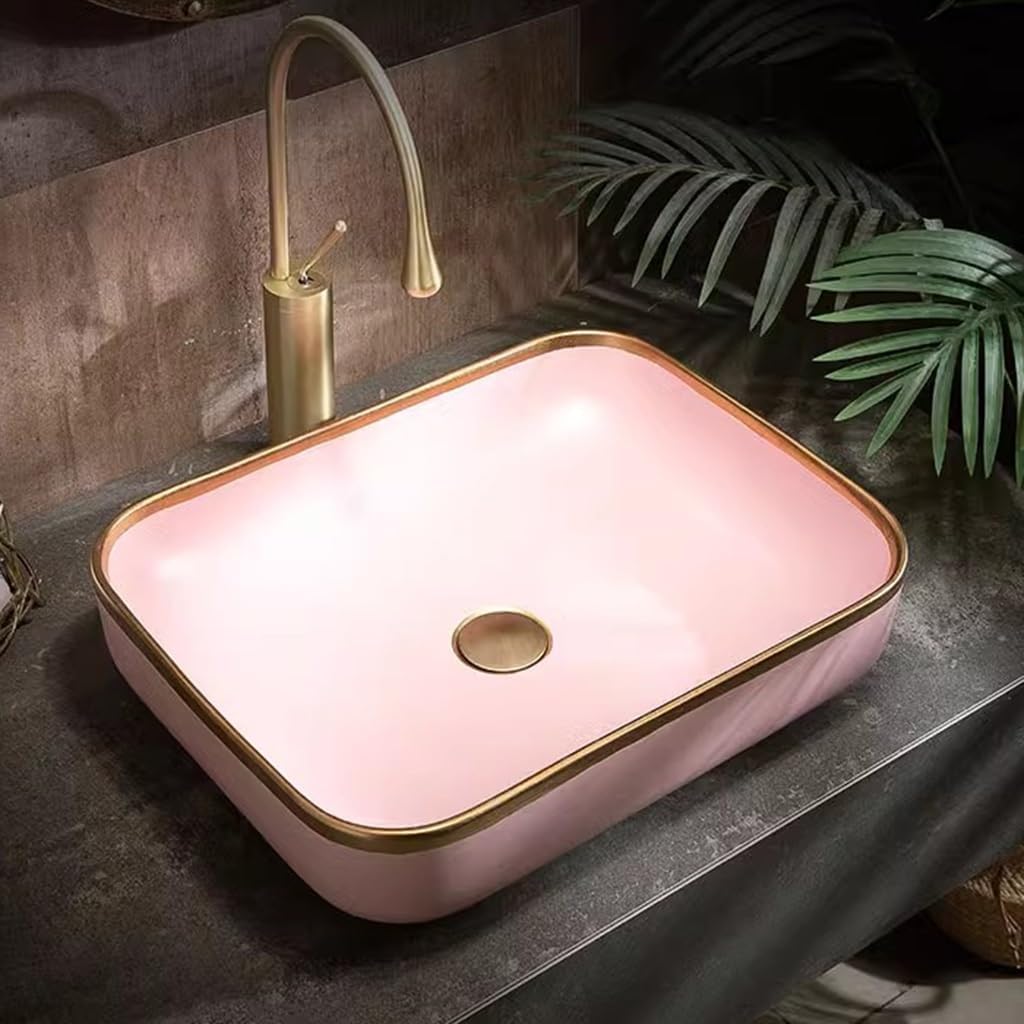 Ceramiczny zlew na naczynia, nowoczesna porcelanowa umywalka nablatowa z kranem i ociekaczem, mała umywalka łazienkowa