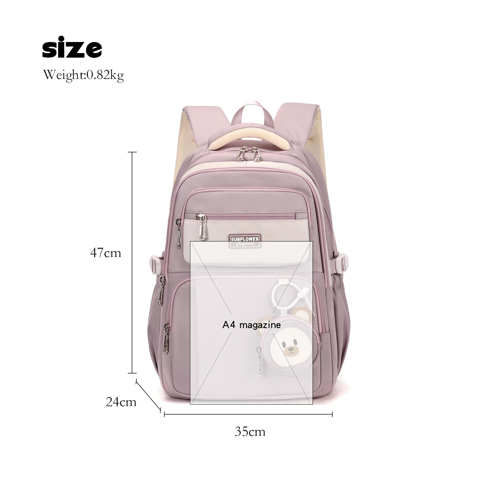Myhozee Rucksack Teenager mädchen Schulranzen Jungen Schulrucksack Schultasche Sporttasche Daypack für Schule Ranzen mit Viele Fächer Laptopfach Lila Nylon(40L)