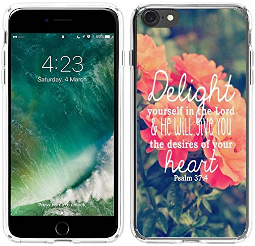 6S Case Christian,Hungo Soft TPU Silicone Cover Case Compatible with iPhone 6/6S Bible Verse Sayings Delight Yourself in The Lord & he Will give You The Desires of Your Heart/Psalm 37:4
