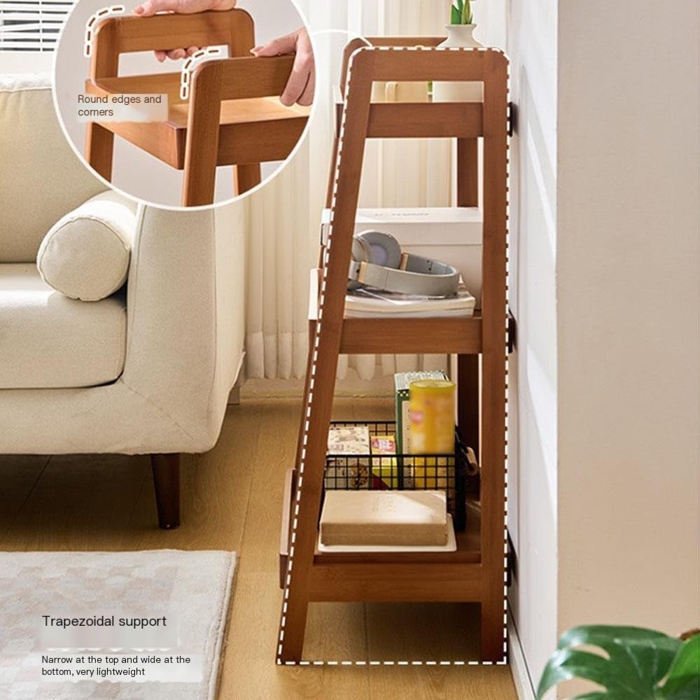 Librerie Scaffale a Scala for Libri Semplice portaoggetti autoportante for Snack Contro Il Muro Adatto for Bagno, Soggiorno, Studio, Ufficio(Bruin,Grande)
