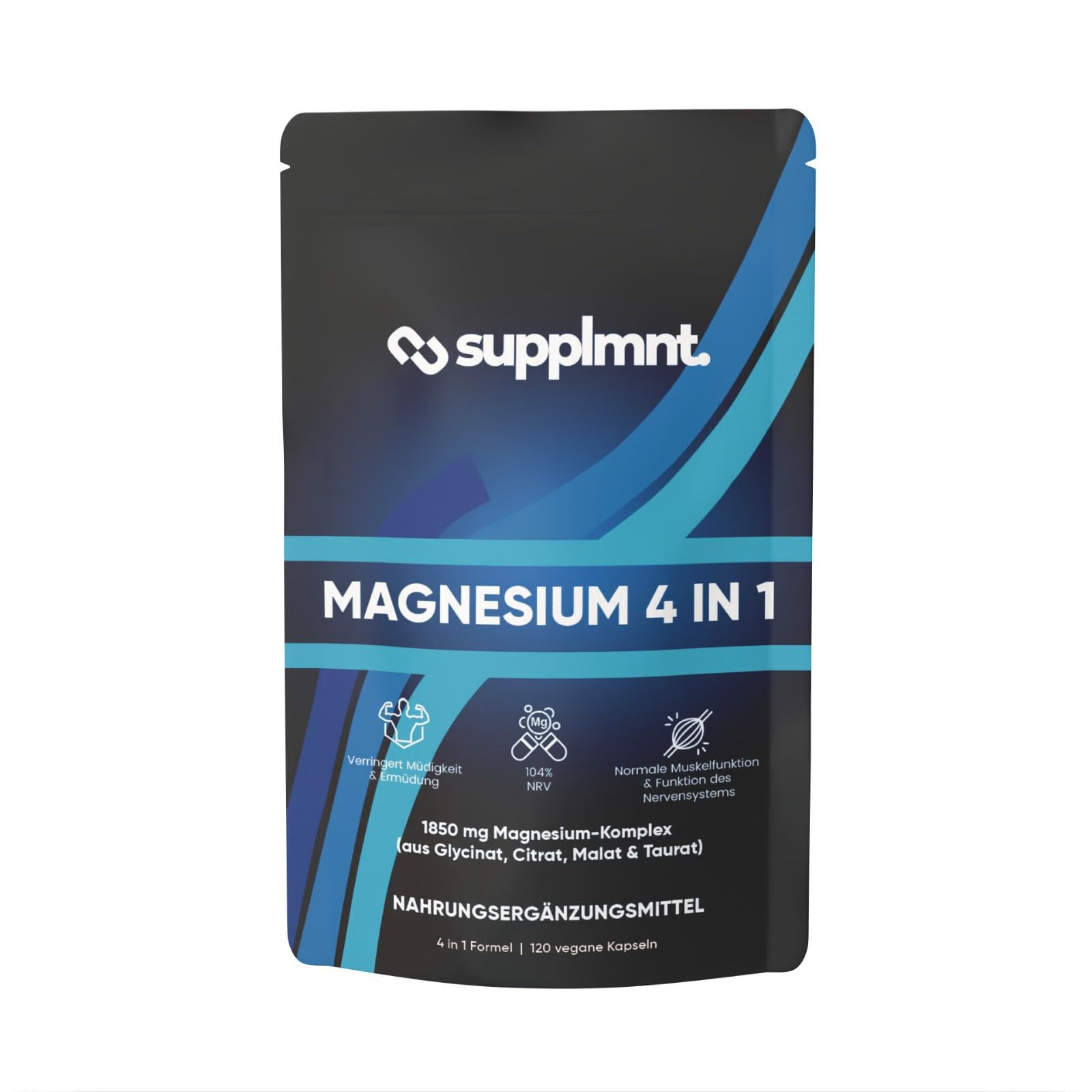 Supplmnt Magnesium Complex 4-in-1, 2026mg mit Glycinat, Citrat, Malat & Oxid, 90 Vegane Kapseln, 449mg Elementares Magnesium