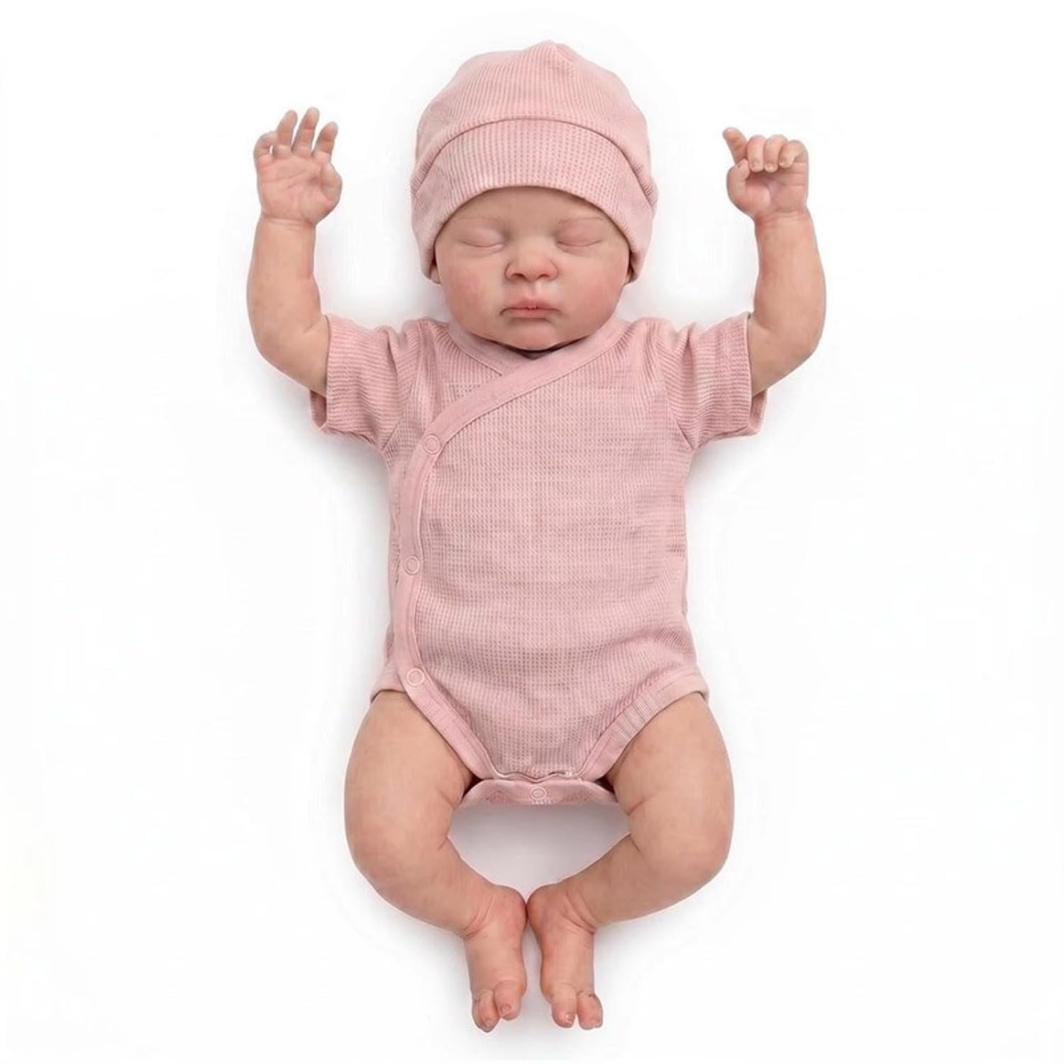 Lonian Reborn lalki – 40 cm, ręcznie wykonane, realistyczne lalki niemowlęce, miękki materiał z akcesoriami do zabawek, lalki Reborn jak prawdziwe dziecko (śpiące dziecko) (różowe)