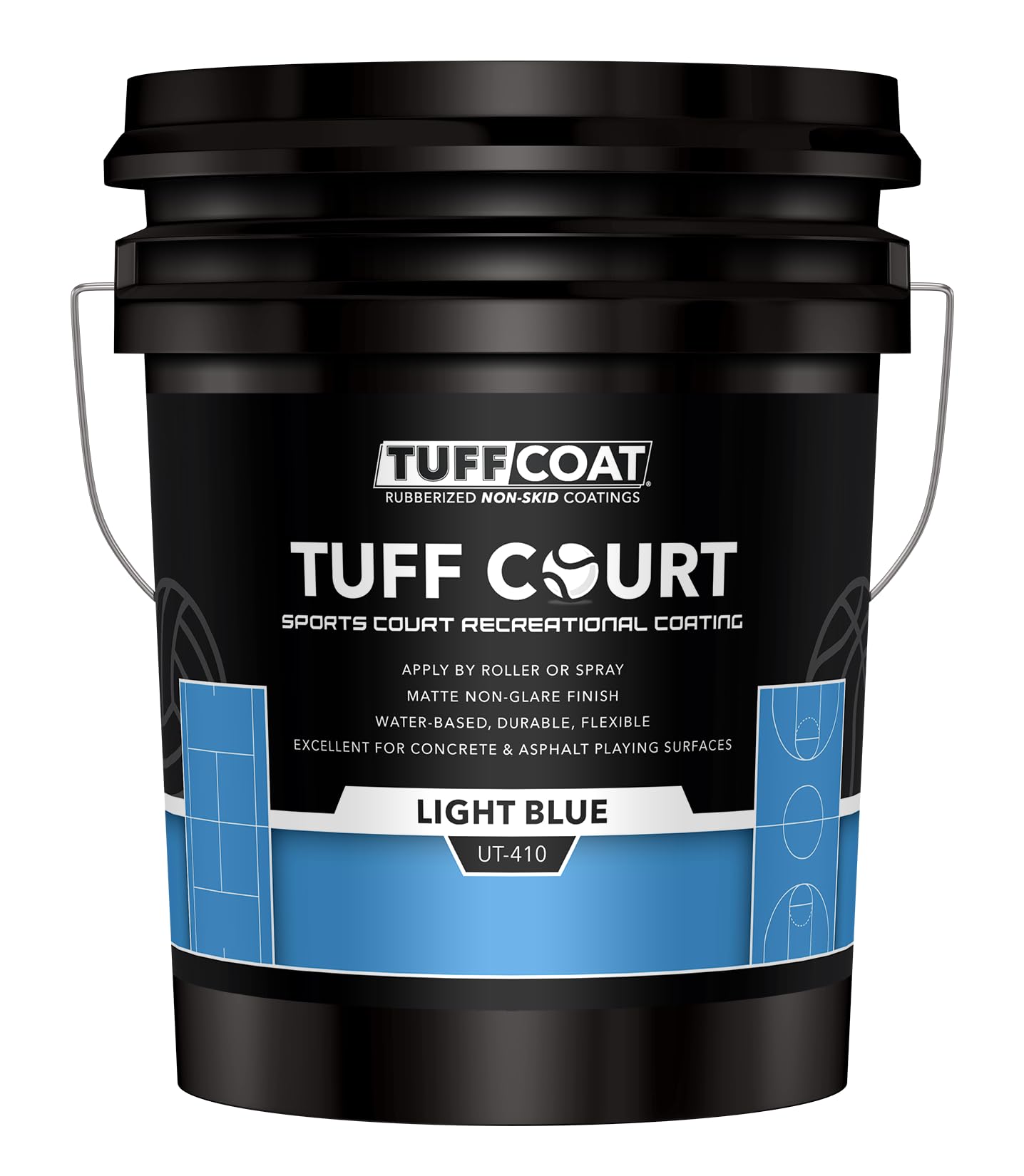 Tuff Coat Tuff Court UT-410 5-Gl Light Blue Non-Skid Durable Sport Court Paint Coating for Pickleball, Tennis and Basketball Court