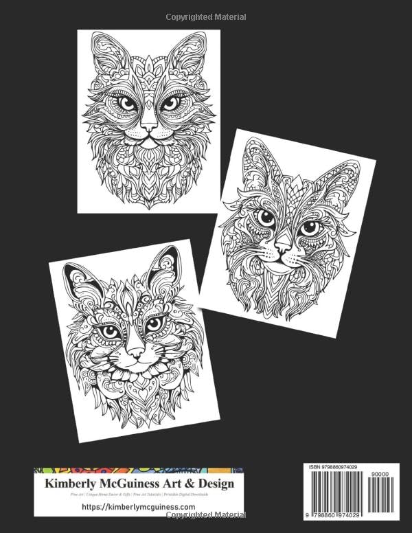 Vista 2 de Zen Whiskers Cat Mandalas for Coloring (Zen Whiskers Coloring Series)