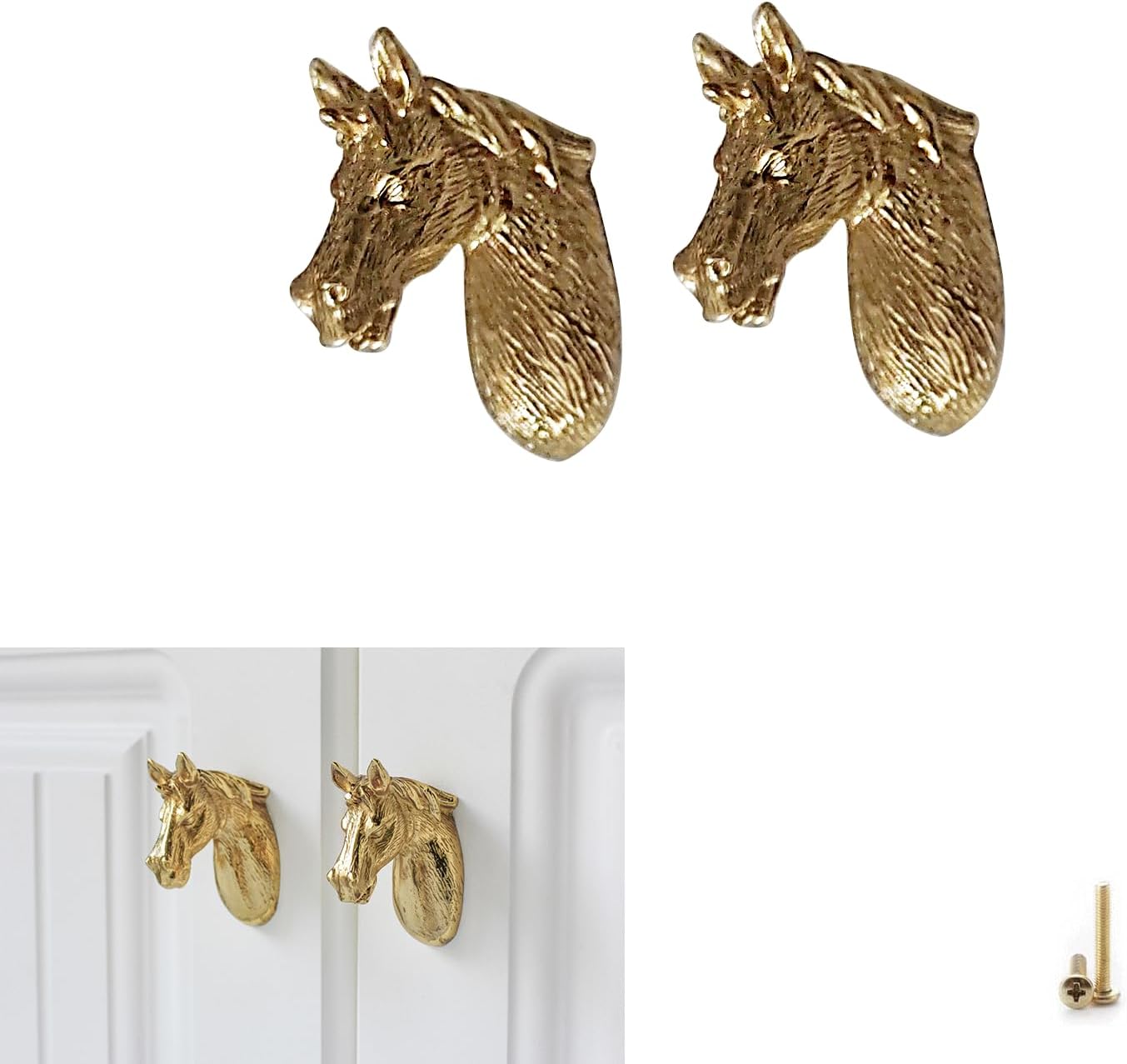 CathchDragon Dog Animal Cabinet Knobs Brass,Decorative Gold Drawer Knobs 2 Pack for Laundry Room Kid Room Drawer Dresser Kitchen Cabinet Funiture (Dog)