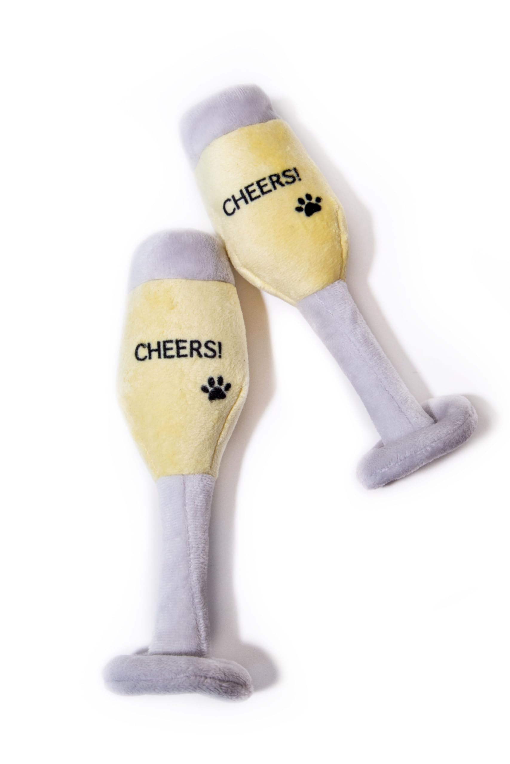 Glow Pups Plush Champagne Dog Toy with Squeaker, Fun Alcohol Parody, Soft Cotton, Machine Washable, Interactive Playtime Dogs - Multicolor (2 Pack of