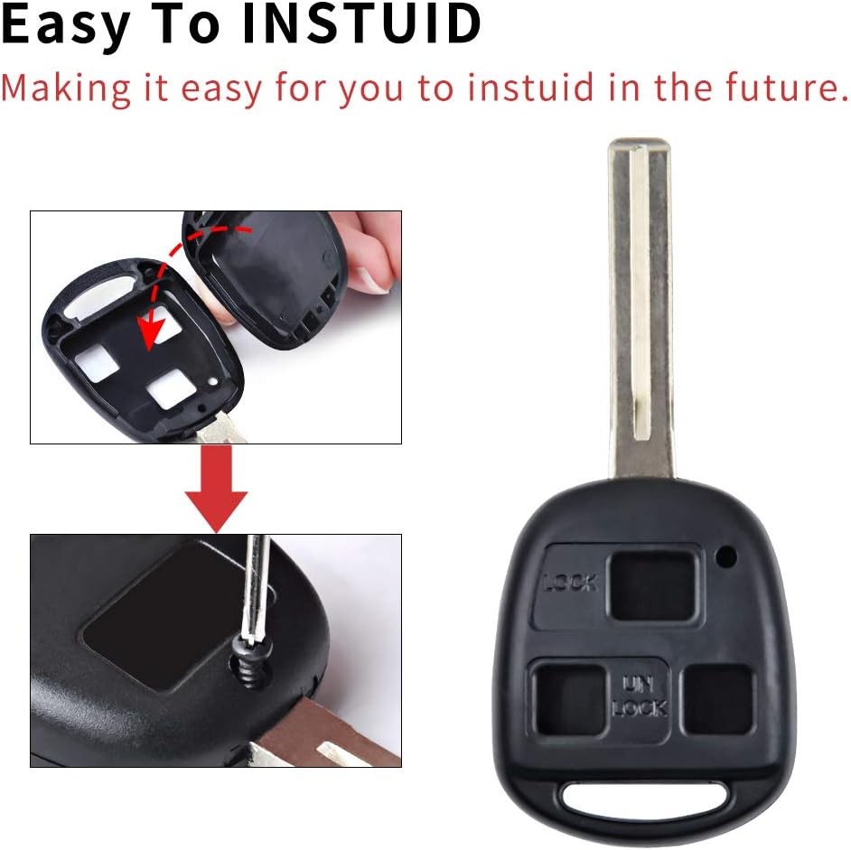 Key Shell Replacement for Lexus - Mikkuppa Key Fob Cover with Screwdriver - Compatible for Lexus HYQ1512V, HYQ12BBT with Uncut Blade
