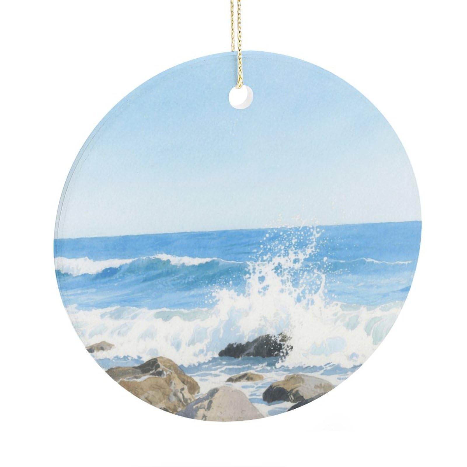 Fekiloot Style Glacier Cracks Christmas Ornaments 2.9 Inch Round Ceramic Ornament Keepsake Thank You Gifts For Office, Room, Home - Holiday Present Ideas