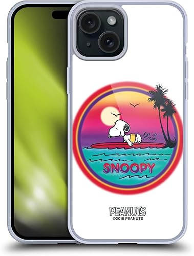 Vista 109 de Head Case Designs Funda de gel suave con licencia oficial de Peanuts I Love Pattern Snoopy Boardwalk Airbrush compatible con Apple iPhone 15