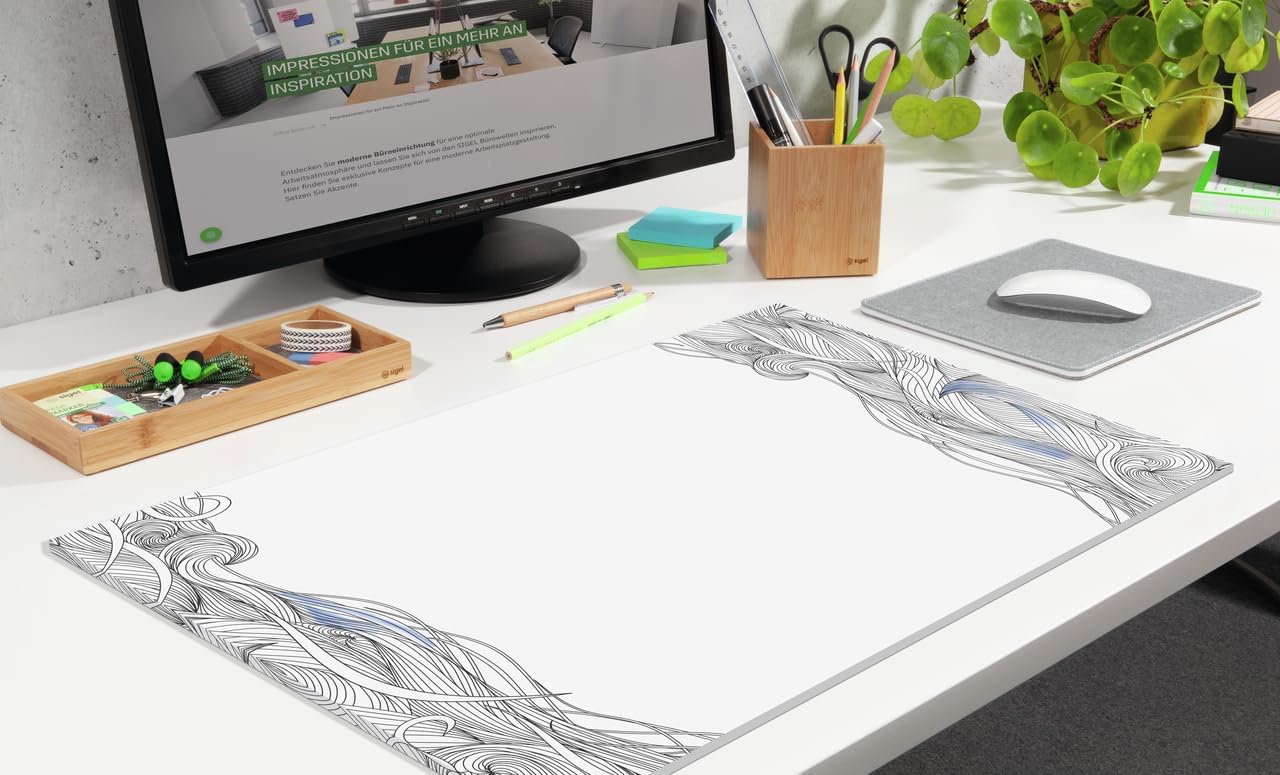 SIGEL HO570 Paper Desk Pad, with Motifs for Coloring, A2 (59.5 x 41 cm) Design Relax, 80gsm, 30 Sheets