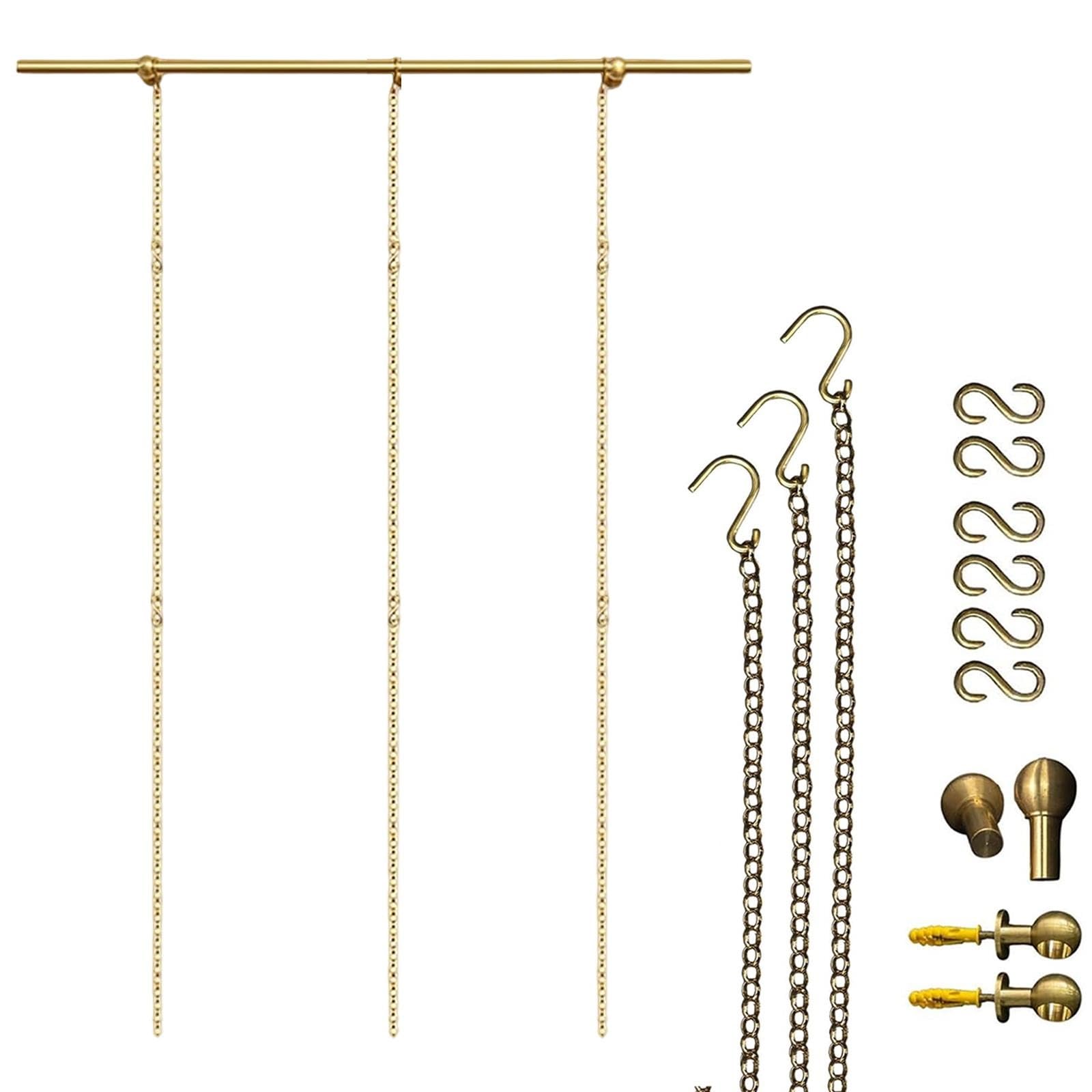 ROFBIHG Metall-Bilderschienen Galerieschienen Messing Bilderschienen, mit Haken(2.15m (84.6in))