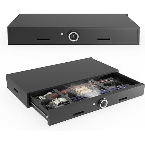 7"H Under Bed Gun Safe for Rifles and Pistols, Gun Storage Safe Drawer,Rifle Safe with Upgraded Digital Panel, Shotgun Cabinet with LED Lights, Quick Access