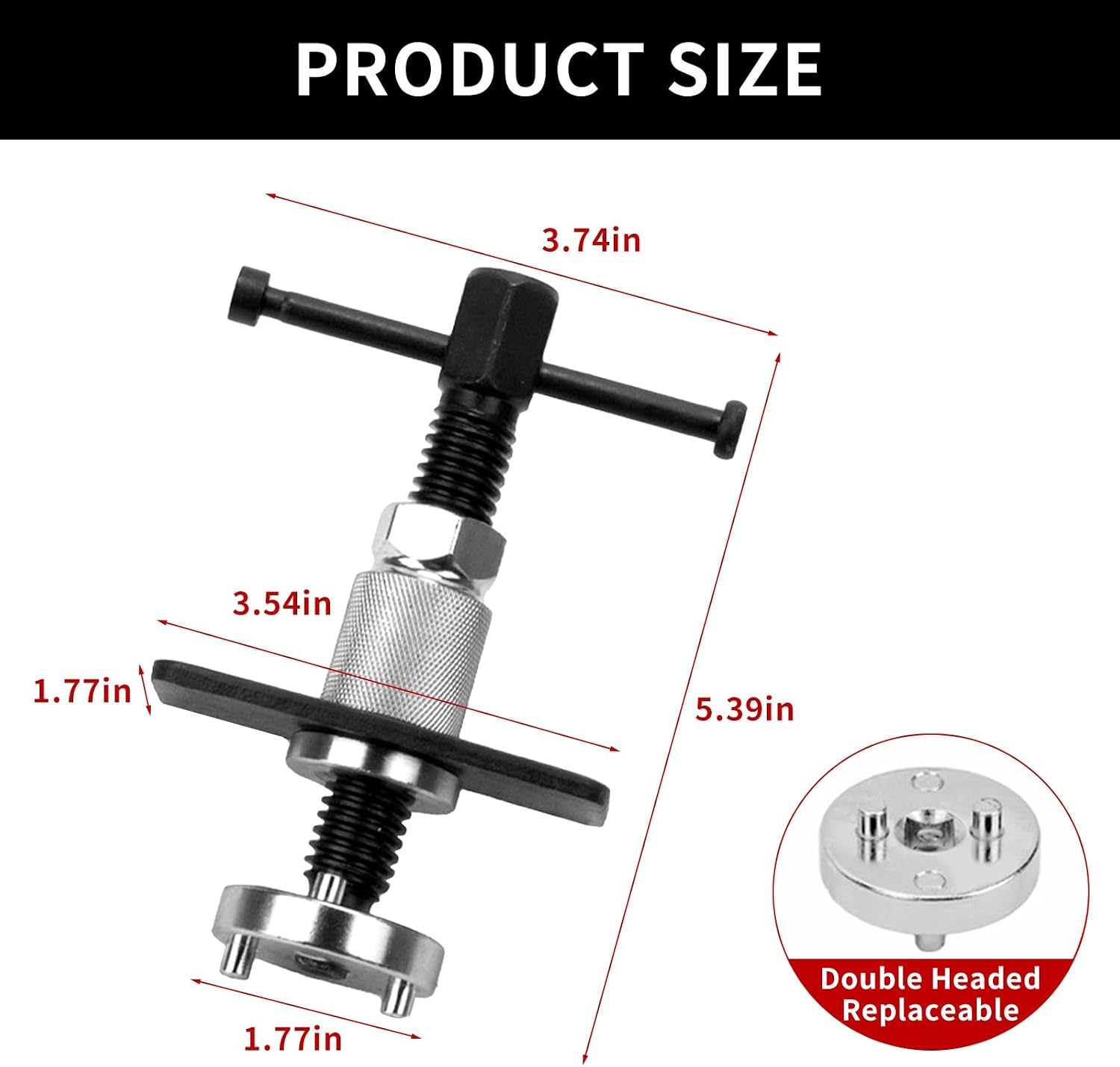 Car Brake Piston Wind Back Tool, 3pcs/Set Brake Caliper Piston Rewind Tool, Auto Rear Brake Pad Wind Back Tool, Brake Caliper Wind Back Tool for Replacement of Rear Brake Pad (Black)