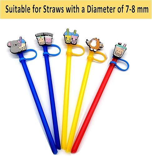 Miniatura 3 de Paquete de 6 fundas de silicona para popotes, fundas reutilizables para popotes, tapones de paja a prueba de polvo para pajitas de 0.315 a 0.315