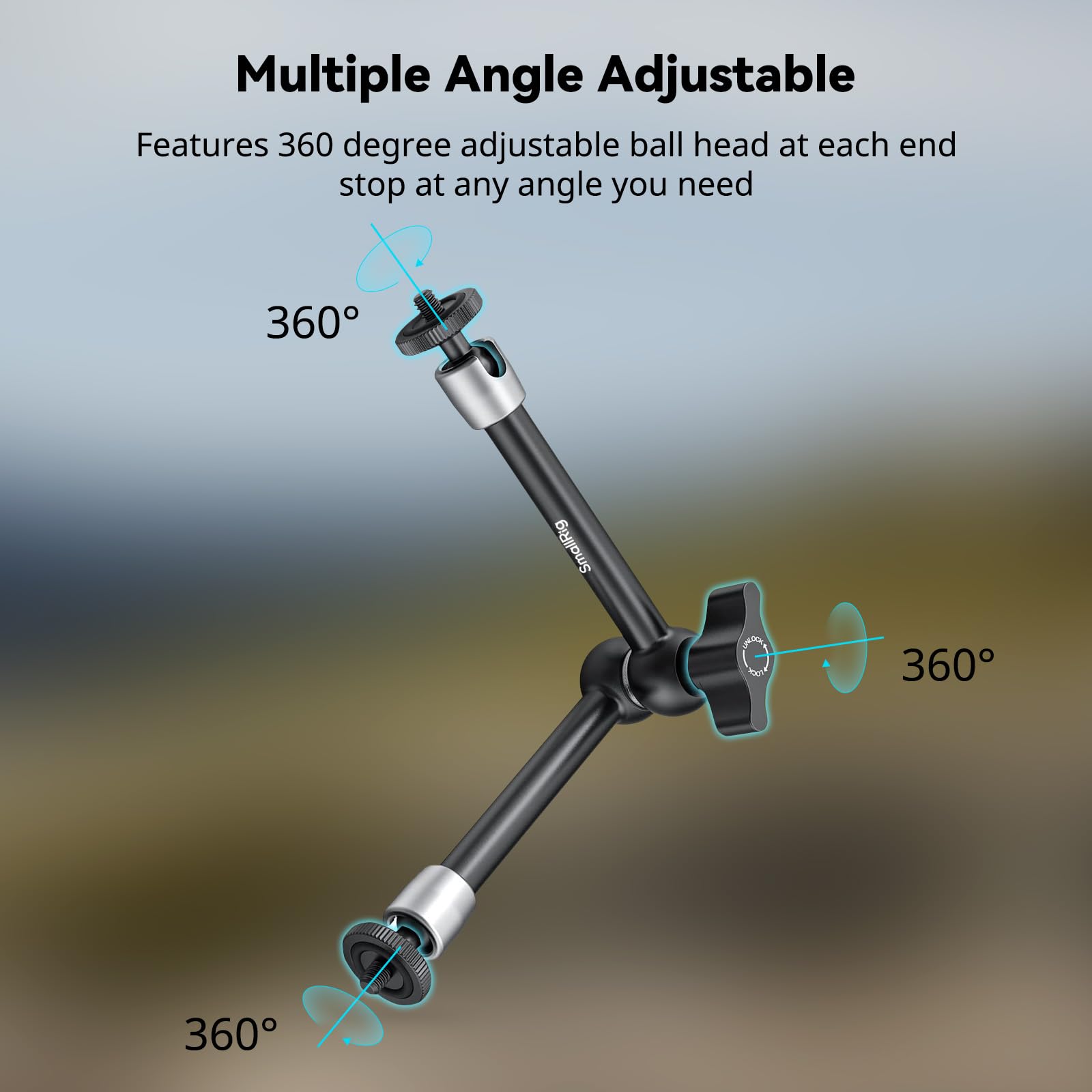 SMALLRIG 9,8-calowy Magic Arm 2-Pack, regulowany przegubowy uchwyt cierny z gwintem 1/4"-20, do montażu monitora kamery/światła LED, 5317