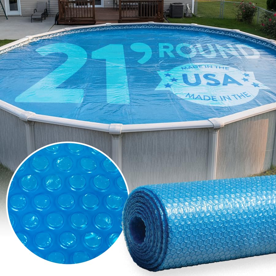 Dohenys Clear-Tek Micro Bubble Solar Pool Cover for Above Ground Swimming Pools | Increase Solar Energy Absorption Retain Heat Reduce Evaporation Reduce Heat Loss & Save 21 ft Round Blue 1600