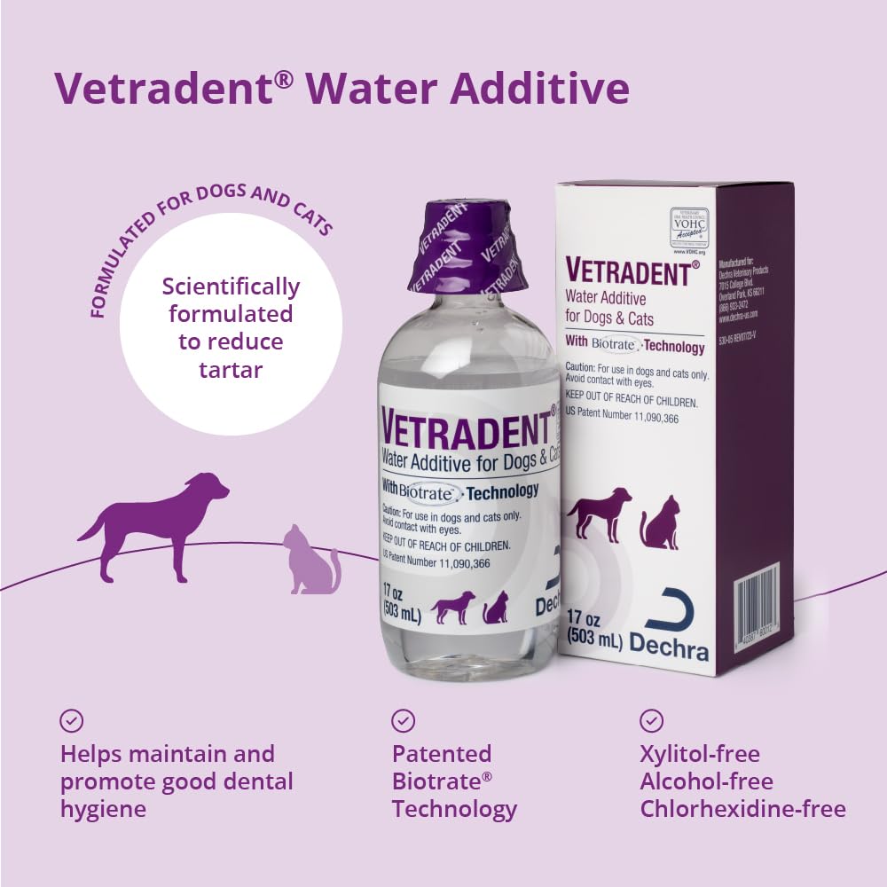 Vetradent Wasserzusatz | Biotrate™-Technologie; Xylitolfrei, alkoholfrei; Verpackung kann variieren