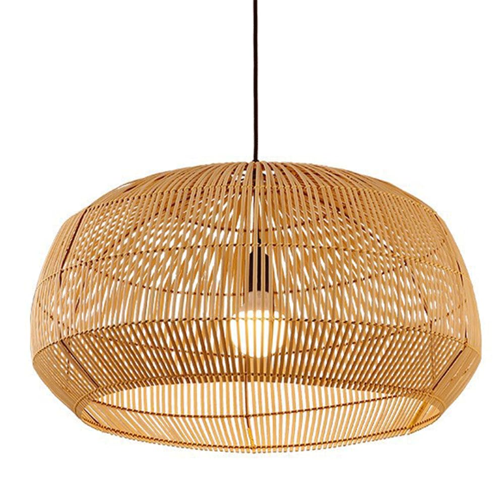 AYQJMD Farmhouse Hanging Lighting Fixture Adjustable Height Dining Room Chandelier,(E27 Base) 1 Light Rattan Hanging Lamp Vintage Pendant Light for Indoor Living Room, Bedroom, Kitchen Island,