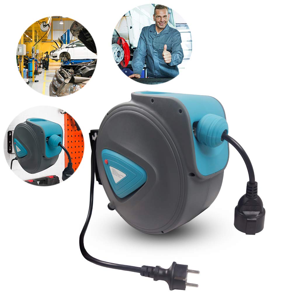 UISEBRT Avvolgicavo Automatico da 20 m, Avvolgitubo Elettrico Girevole con Supporto a Parete 180°, Rosso