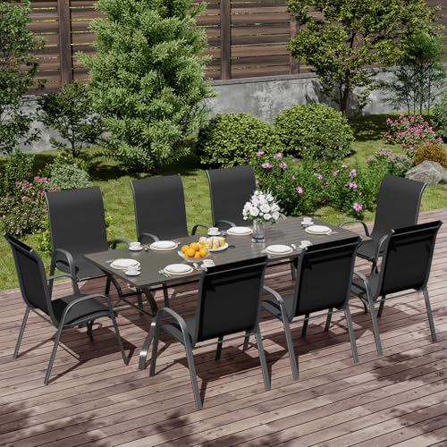 Image of UDPATIO Patio Chairs Set of 8, Stackable Outdoor Dining Chairs with High Back, Breathable Textilene Fabric Outdoor Chair All Weather, 350LBS Capacity for Garden, Backyard (Black)