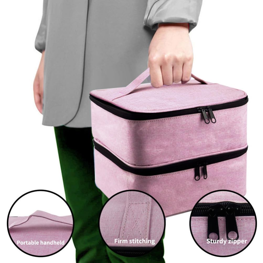 Borsa Cosmetica Viaggio Rosa in Nailon, Comoda e Pratica | Trousse da Viaggio Donna, Formato Portatile Zip, per Trucchi e Accessori