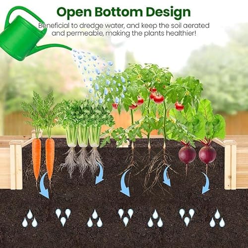 Sejov Raised Garden Beds Outdoor 8X2 Ft Raised Garden Bed Wood Raised Bed Planter Box Kit Diy Planting Bed For Vegetables/Flowers/Fruits/Herbs/Yard Gardening Or Patio Outdoor, Natural Wood #TOP4