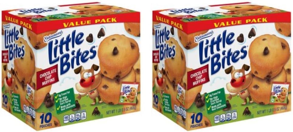 Entenmann's Little Bites Chocolate Chip Mini Muffins, 2 pack (20 pouches total)