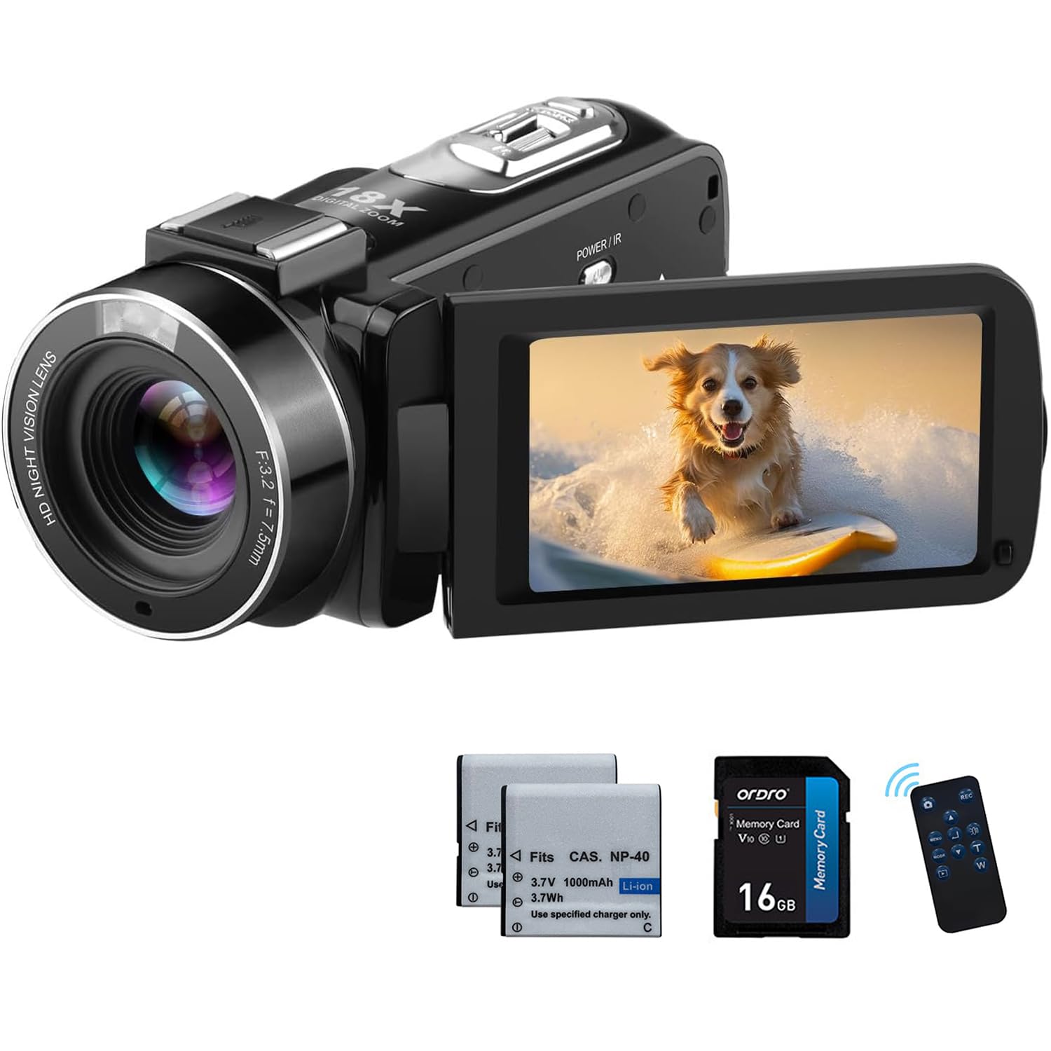ORDRO Full HD 1080P 30MP Camcorder 18X Digitale Zoom IR Nachtzicht