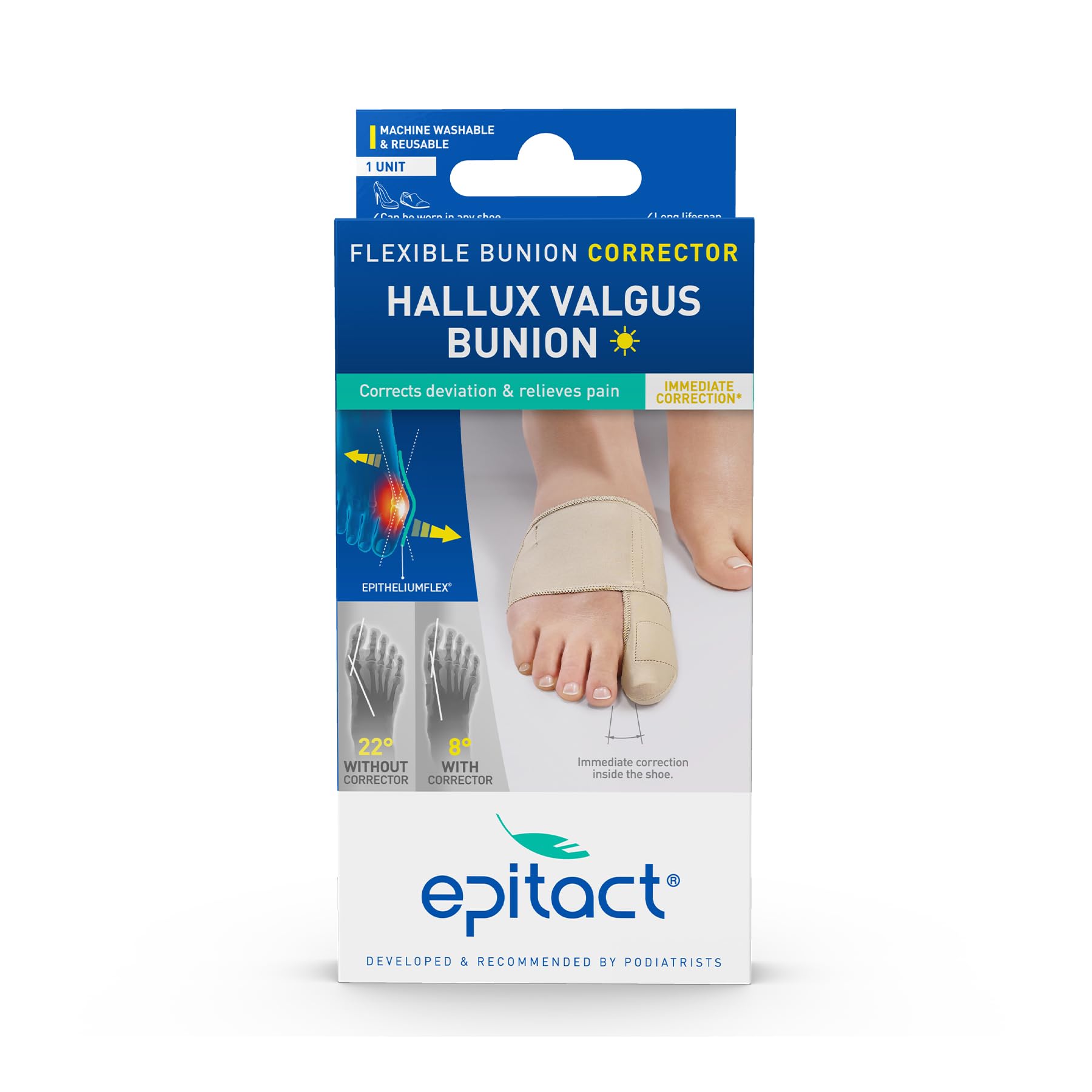 EpitactBunion Corrector Flexible Hallux Valgus - Day use Bunion support that relieves pain and corrects the deviation while walking