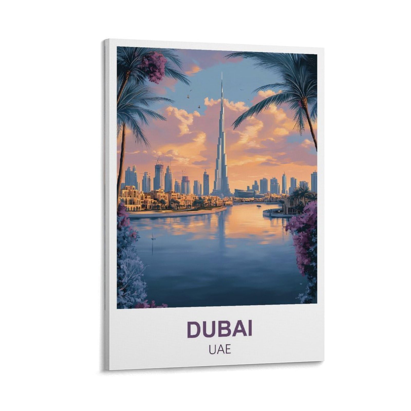 Fjiwecwsq Frame-Style Dubai Uae Vintage Travel Posters 12X18inch(30X45cm) Canvas Wall Art Painting Prints