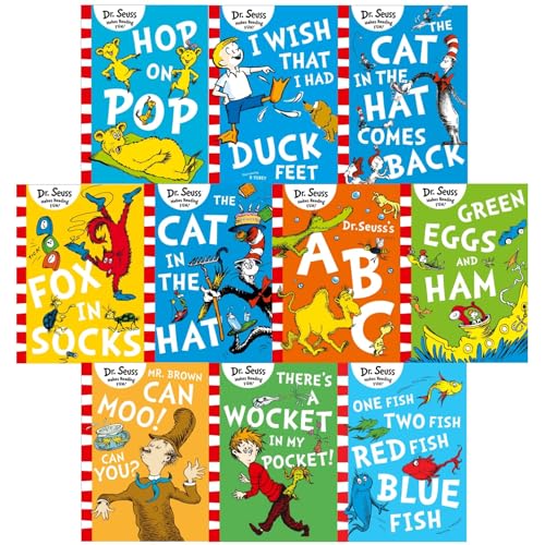 Dr Seuss Childrens Book Collection 10 Books Set (Abc, Fox In Socks, The Cat In The Hat And More)