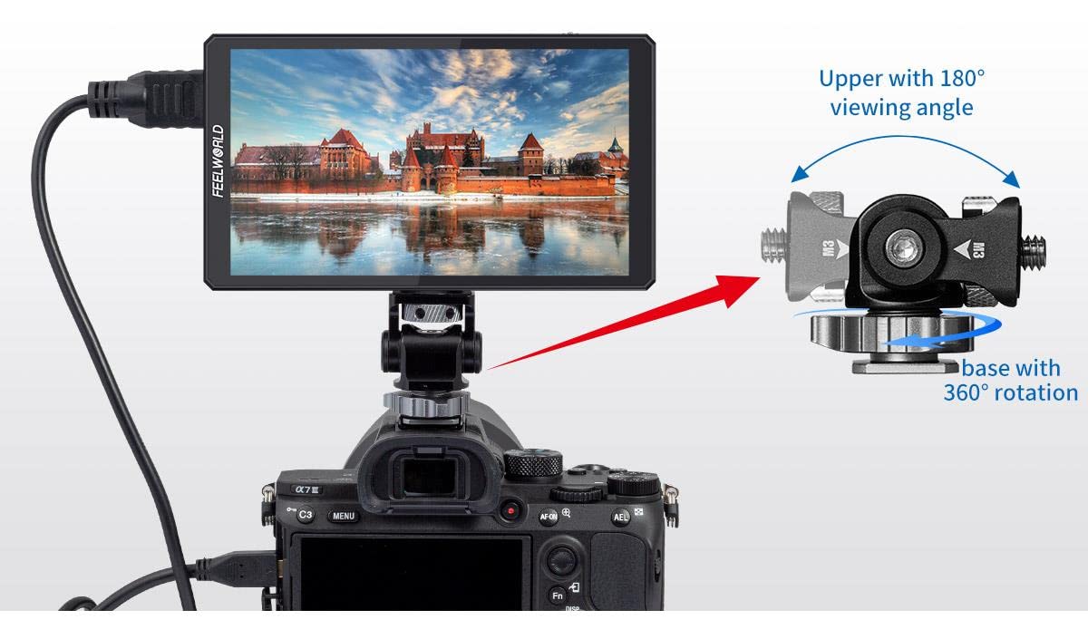 Feelworld CUT6 6 Pollice On-Camera Monitor Registratore Touchscreen Campo Monitor FHD 1920x1080 4K HDMI 3D LUT con Hot Shoe Mount