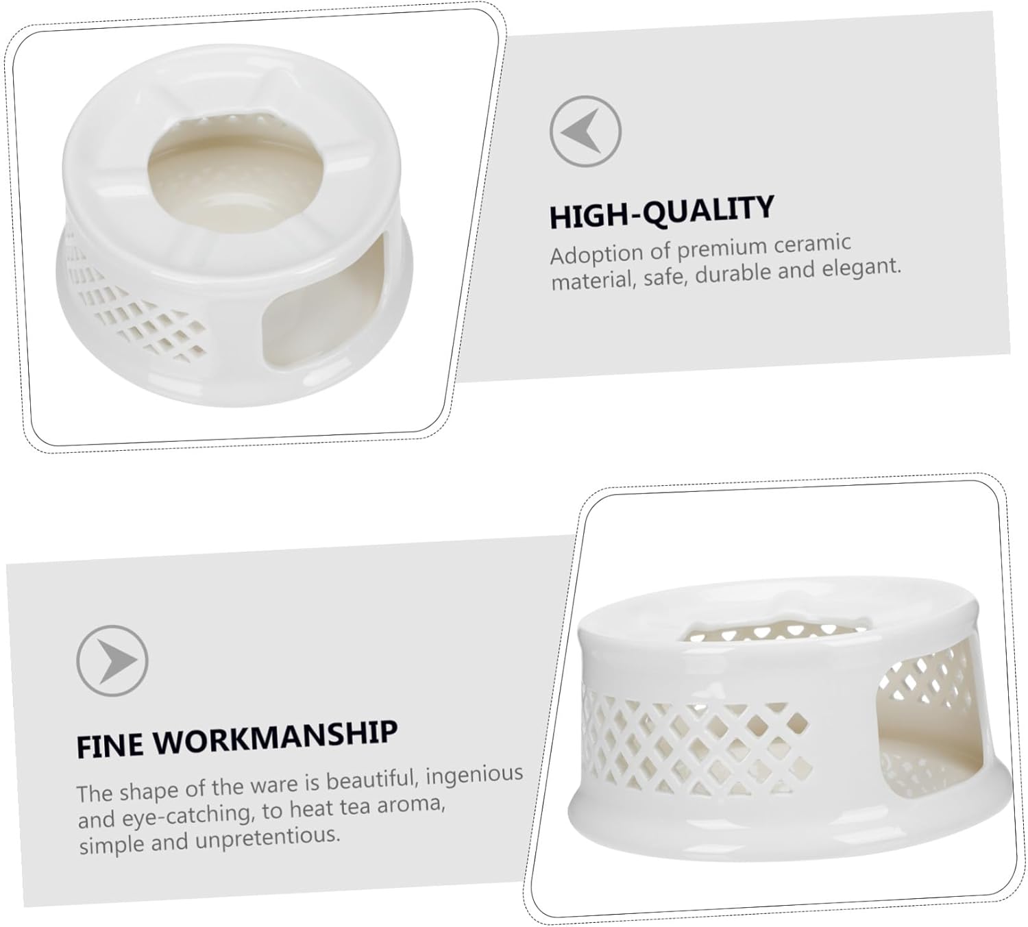 Ceramic Teapot Warmer Candle Holder White Multifunctional Porous Ventilation Base for Tea Light with Elegant Design for Living Office Tea House Coffee Shop Use