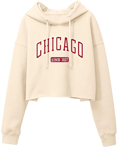 ORANDESIGNE Woman Letter Graphic Print Cropped Hoodie Long Sleeve Crop