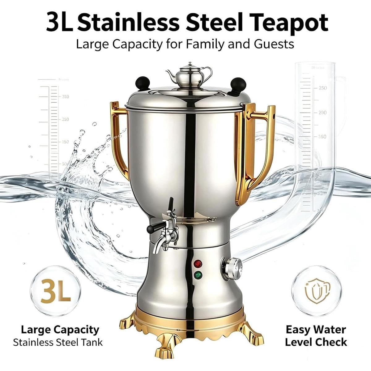 Samovar elettrico, macchina for il tè turco elettrica da 1800 W