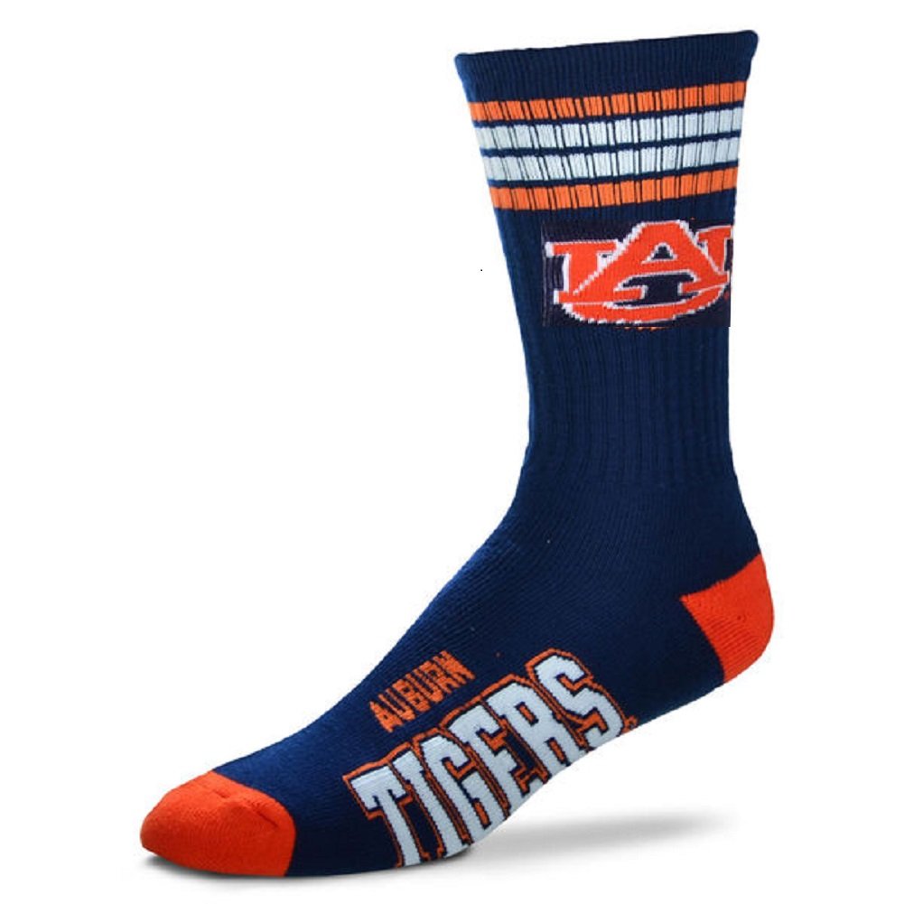 For Bare FeetNCAA Auburn Tigers 4 Stripe Deuce Crew Sock Team Color LARGE